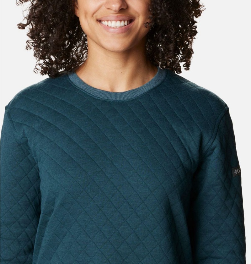 Columbia Lodge Quilted Crew Sweatshirt Women's Pullover Turquoise | UARPCF-408