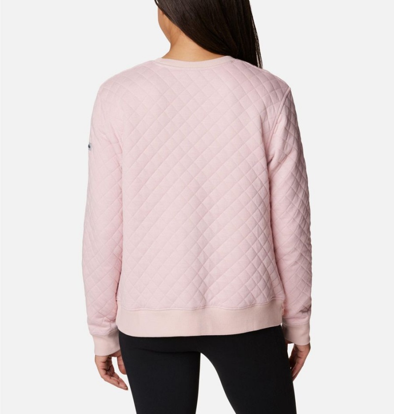 Columbia Lodge Quilted Crew Sweatshirt Women's Pullover Pink | AVGBIF-706