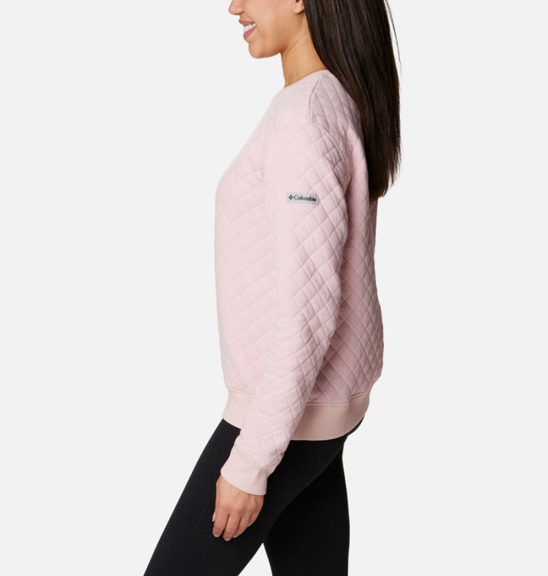 Columbia Lodge Quilted Crew Sweatshirt Women's Pullover Pink | AVGBIF-706