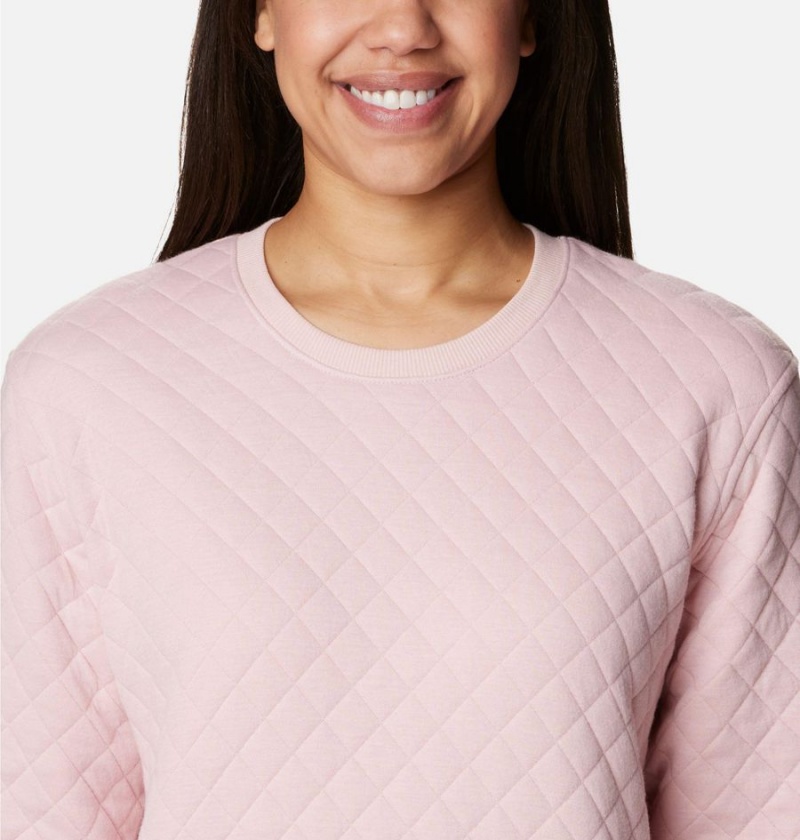 Columbia Lodge Quilted Crew Sweatshirt Women's Pullover Pink | AVGBIF-706