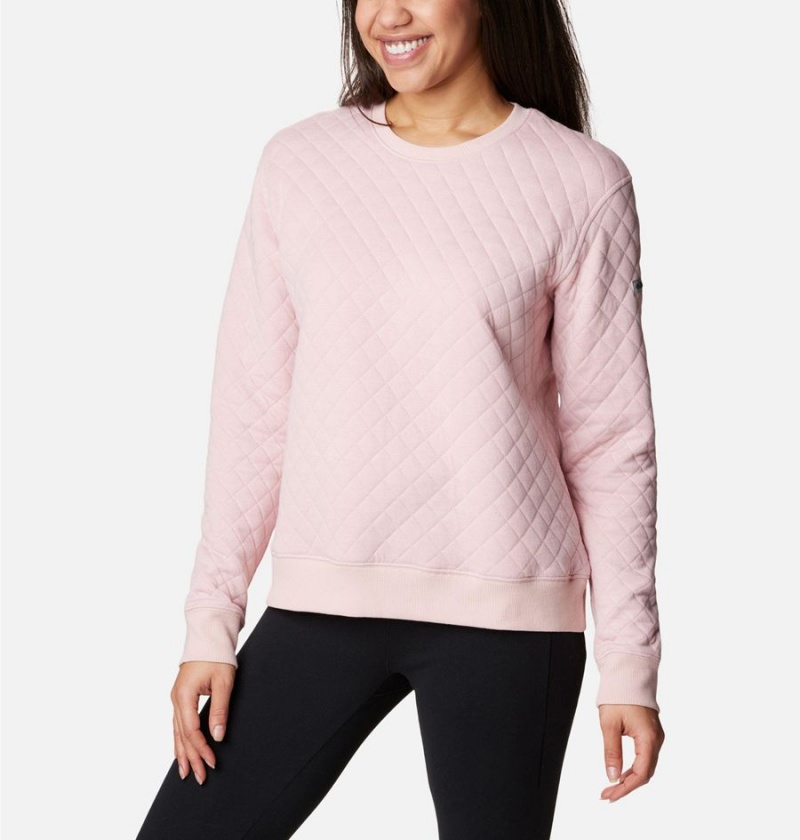 Columbia Lodge Quilted Crew Sweatshirt Women's Pullover Pink | AVGBIF-706
