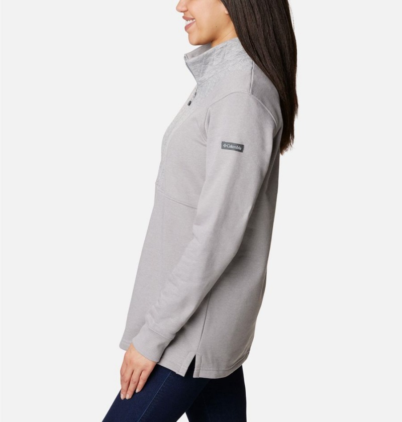 Columbia Lodge Quilted Quarter Zip Tunic Women's Pullover Grey | MYQUJB-379