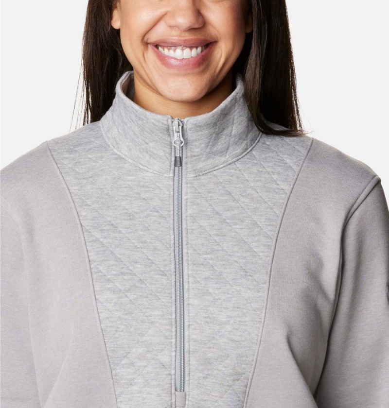 Columbia Lodge Quilted Quarter Zip Tunic Women's Pullover Grey | MYQUJB-379