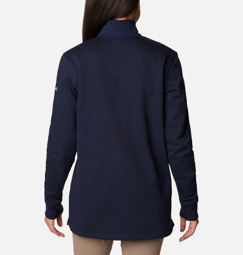 Columbia Lodge Quilted Quarter Zip Tunic Women's Pullover Navy | EPQCXR-708