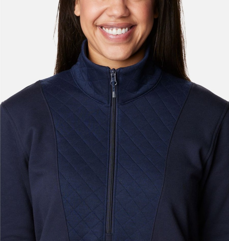 Columbia Lodge Quilted Quarter Zip Tunic Women's Pullover Navy | EPQCXR-708
