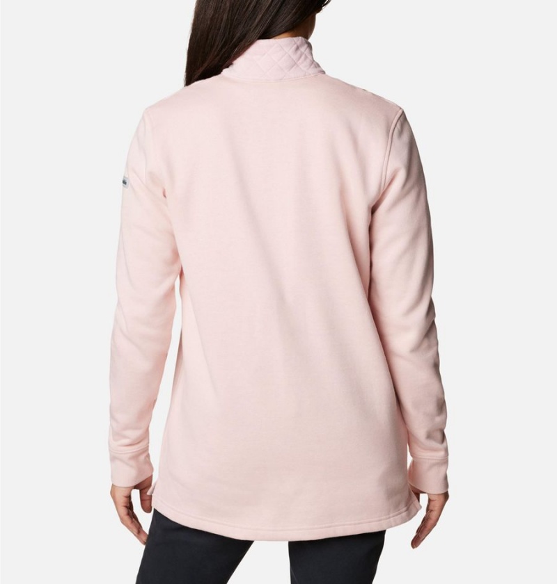 Columbia Lodge Quilted Quarter Zip Tunic Women's Pullover Pink | RYKITB-810