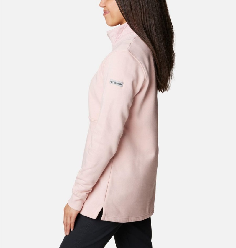 Columbia Lodge Quilted Quarter Zip Tunic Women's Pullover Pink | RYKITB-810