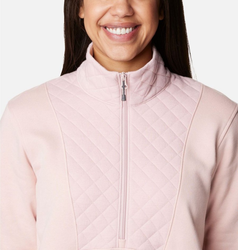Columbia Lodge Quilted Quarter Zip Tunic Women's Pullover Pink | RYKITB-810
