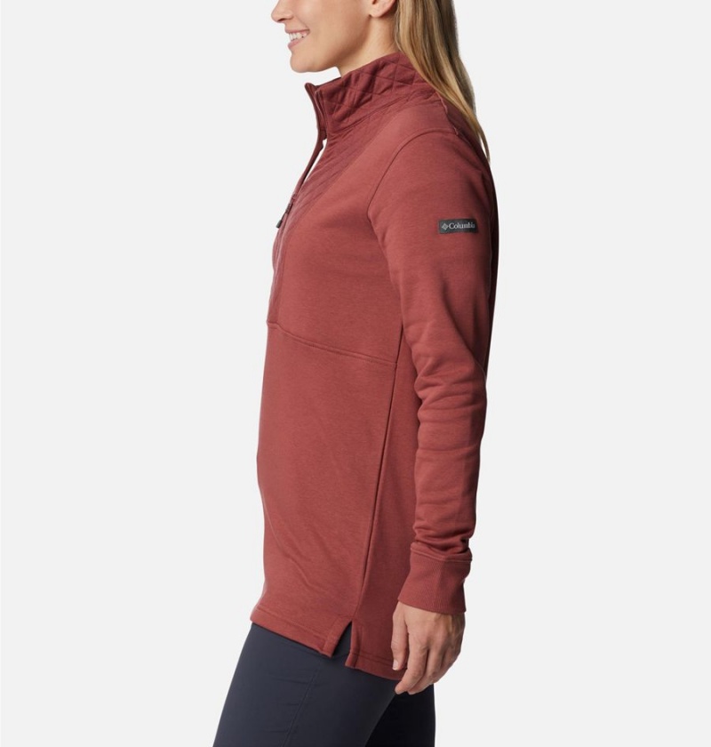 Columbia Lodge Quilted Quarter Zip Tunic Women's Pullover Coral | LXZAUH-890