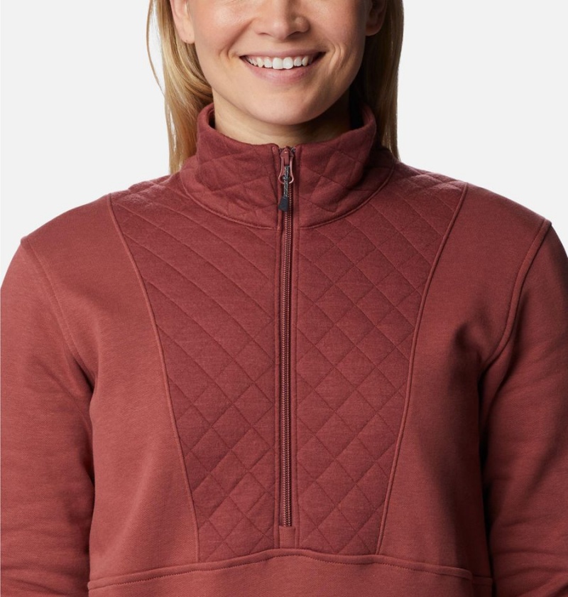 Columbia Lodge Quilted Quarter Zip Tunic Women's Pullover Coral | LXZAUH-890