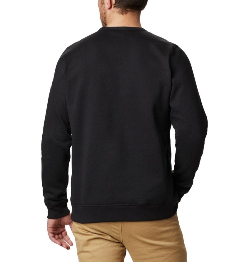 Columbia Logo Fleece Crew Men's Pullover Black | JFZQDI-702
