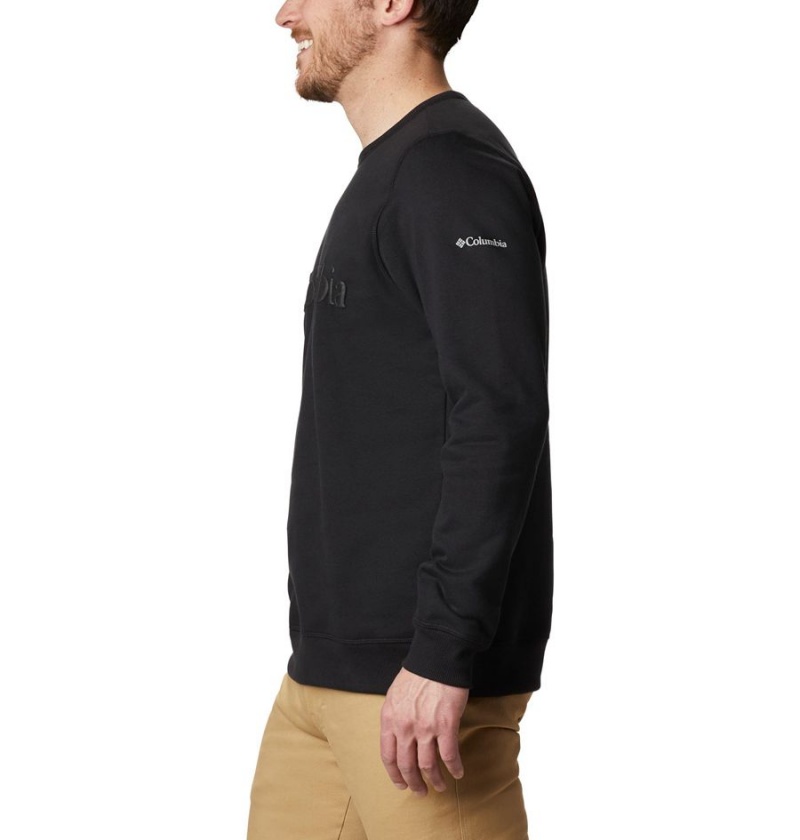 Columbia Logo Fleece Crew Men's Pullover Black | JFZQDI-702