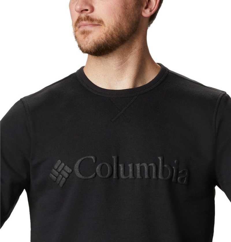 Columbia Logo Fleece Crew Men's Pullover Black | JFZQDI-702
