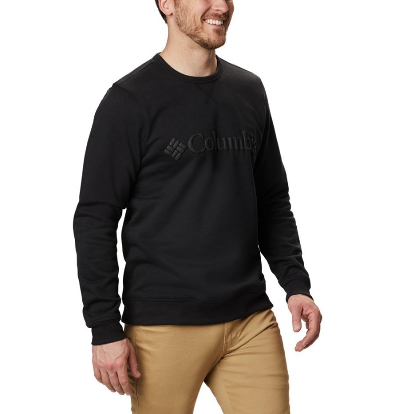 Columbia Logo Fleece Crew Men's Pullover Black | JFZQDI-702