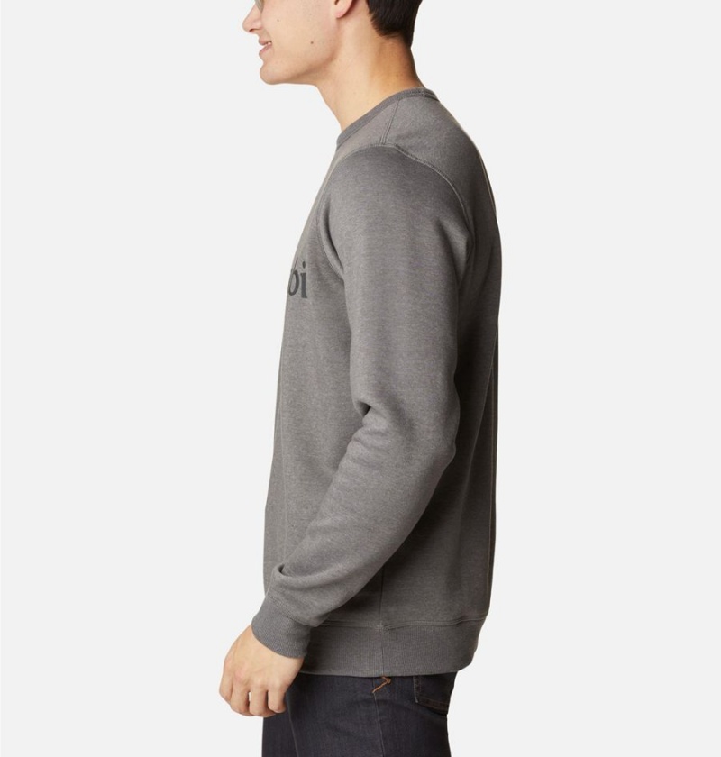 Columbia Logo Fleece Crew Men's Pullover Grey | RUNDWG-360