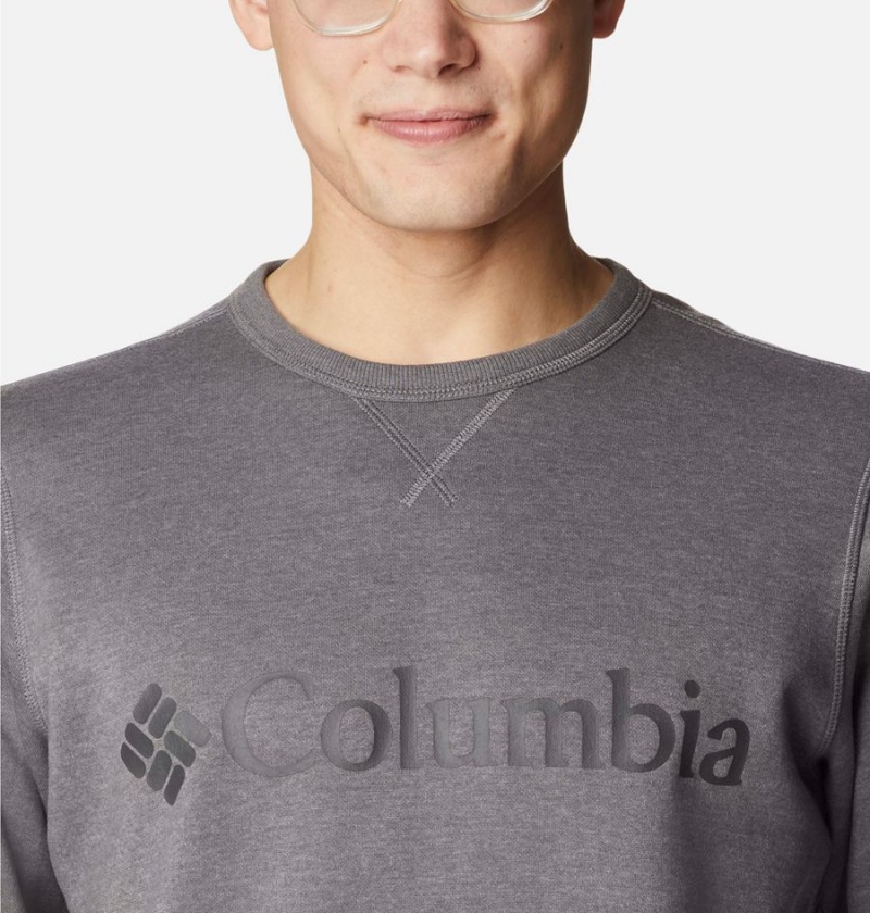 Columbia Logo Fleece Crew Men's Pullover Grey | RUNDWG-360