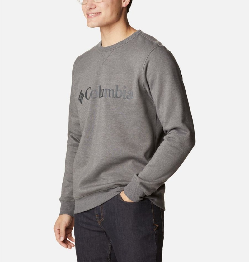 Columbia Logo Fleece Crew Men's Pullover Grey | RUNDWG-360