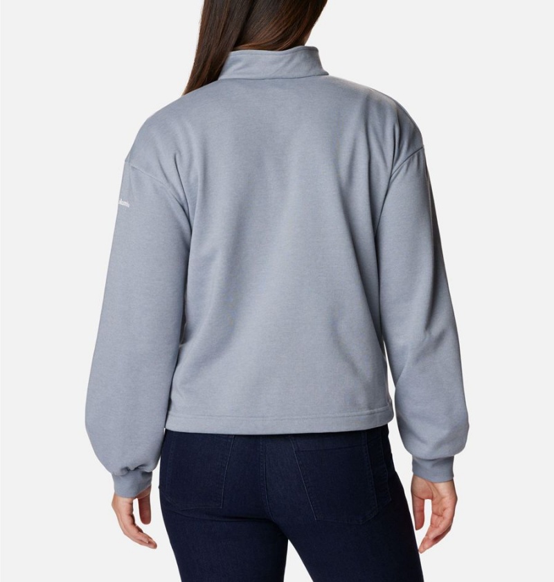 Columbia Logo French Terry Half Zip Women's Pullover Grey | OBQUJG-358