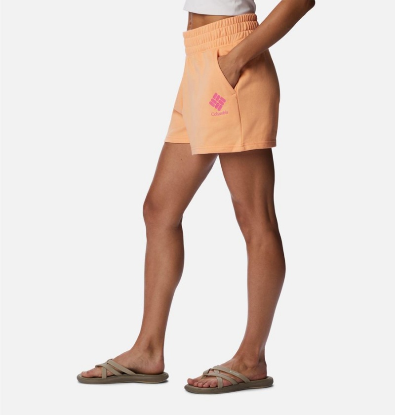 Columbia Logo III French Terry Women's Shorts Orange | BZHPCT-271