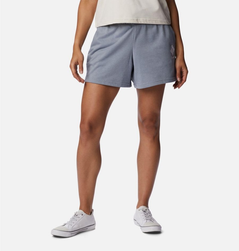 Columbia Logo III French Terry Women\'s Shorts Grey | BHVJAR-467