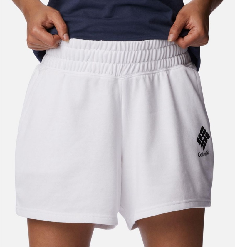 Columbia Logo III French Terry Women's Shorts White | RBLOHK-237