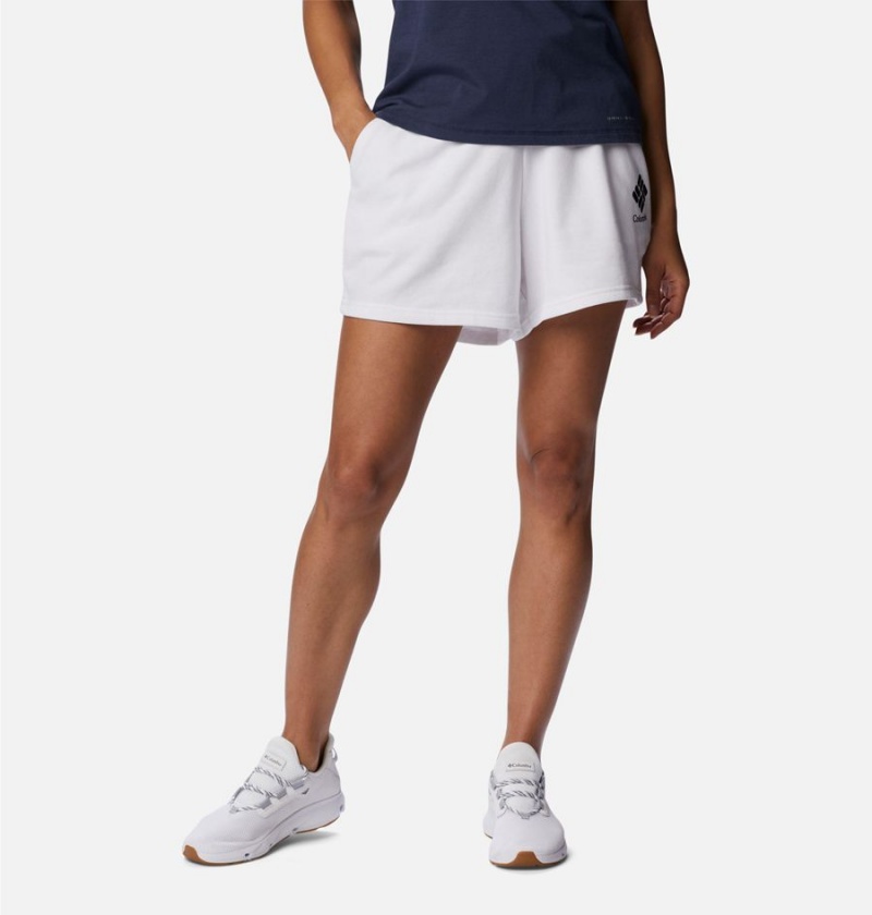 Columbia Logo III French Terry Women\'s Shorts White | RBLOHK-237