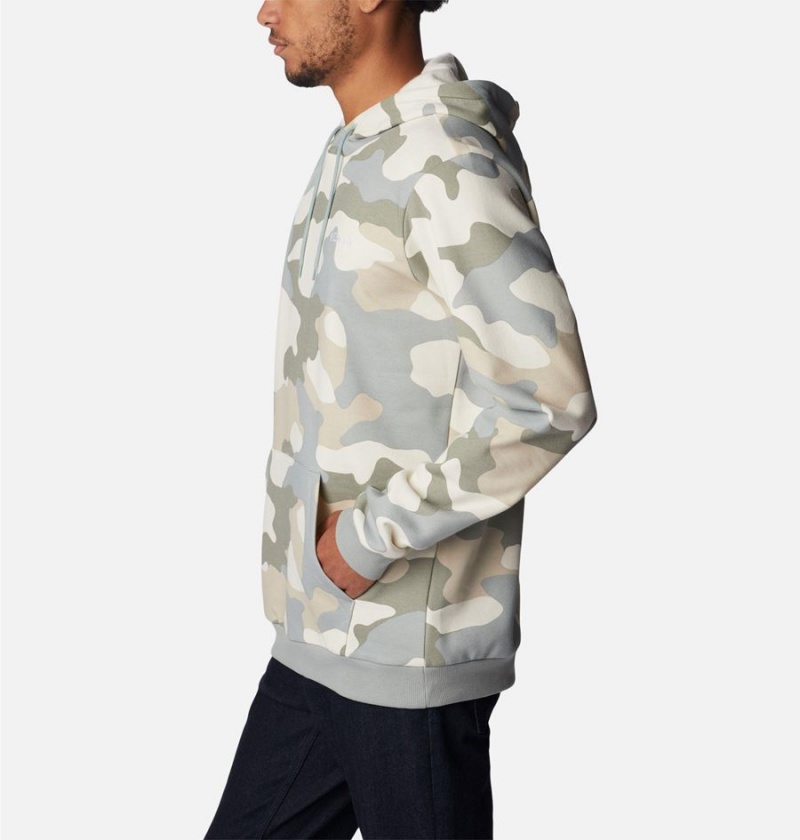 Columbia Logo Printed Men's Hoodie Beige | SKVEID-987
