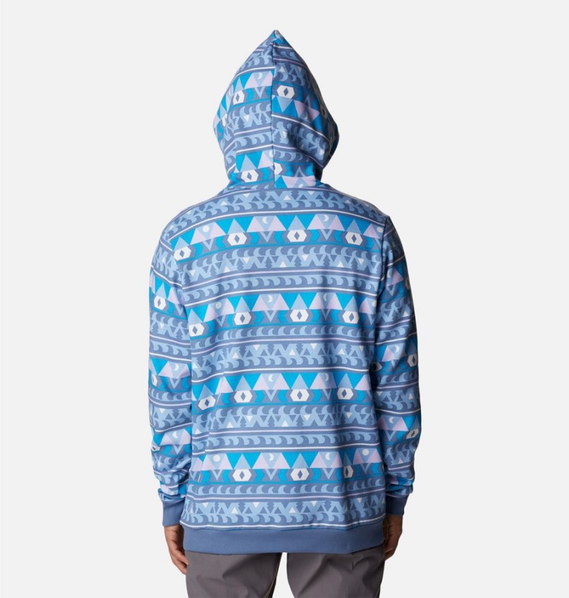 Columbia Logo Printed Men's Hoodie Blue | CYHQFD-029