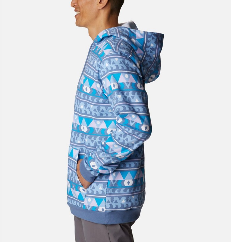 Columbia Logo Printed Men's Hoodie Blue | CYHQFD-029