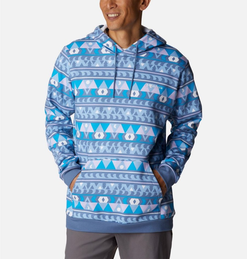 Columbia Logo Printed Men's Hoodie Blue | CYHQFD-029