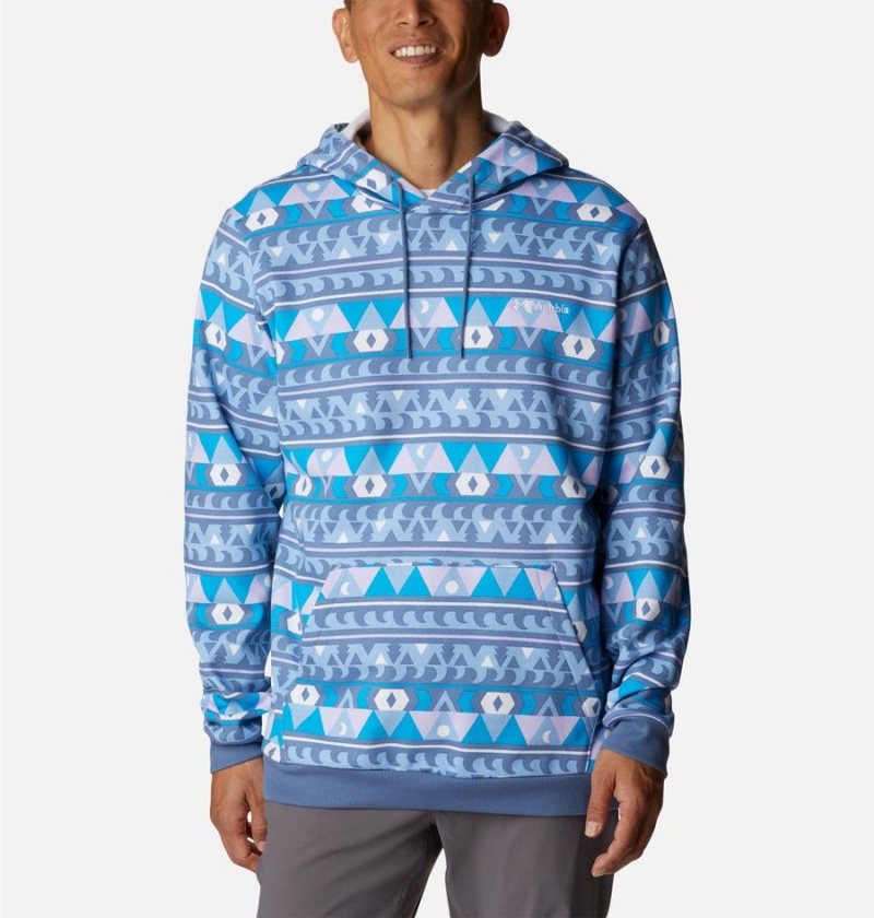 Columbia Logo Printed Men\'s Hoodie Blue | CYHQFD-029