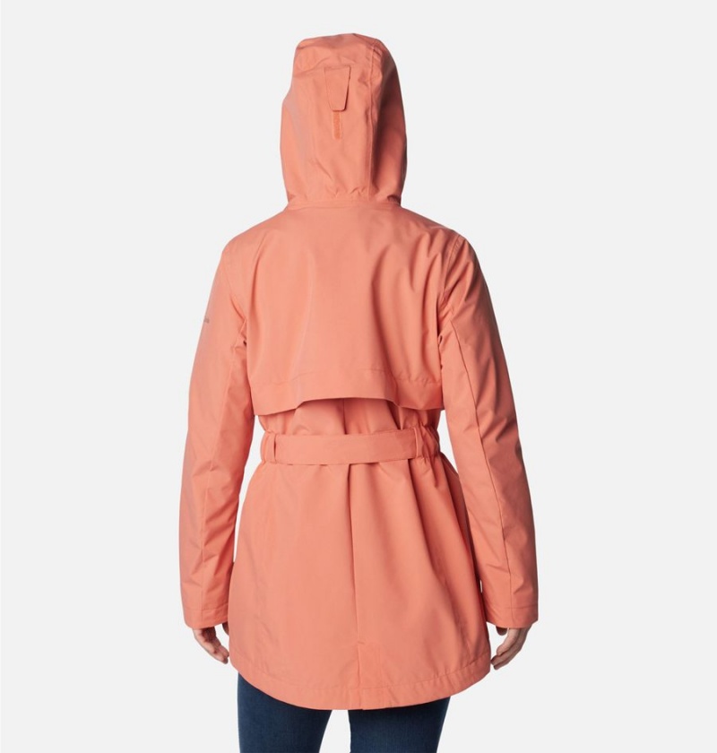 Columbia Long Valley Trench II Women's Rain Jacket Coral | UDHEPB-012