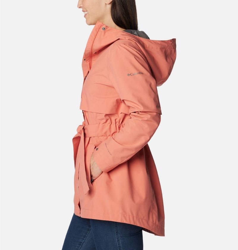 Columbia Long Valley Trench II Women's Rain Jacket Coral | UDHEPB-012