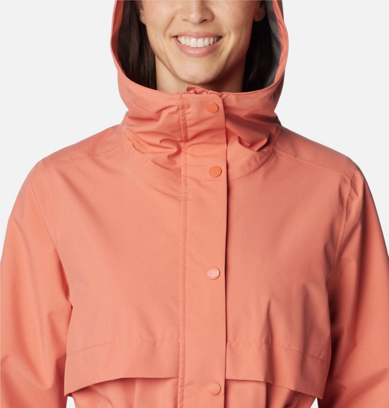Columbia Long Valley Trench II Women's Rain Jacket Coral | UDHEPB-012