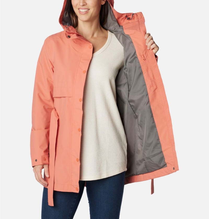 Columbia Long Valley Trench II Women's Rain Jacket Coral | UDHEPB-012