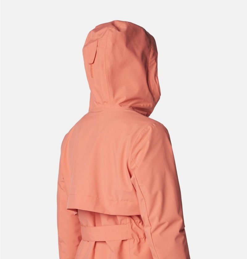 Columbia Long Valley Trench II Women's Rain Jacket Coral | UDHEPB-012