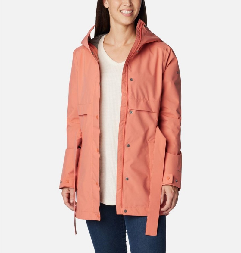 Columbia Long Valley Trench II Women's Rain Jacket Coral | UDHEPB-012