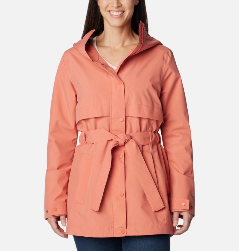Columbia Long Valley Trench II Women\'s Rain Jacket Coral | UDHEPB-012