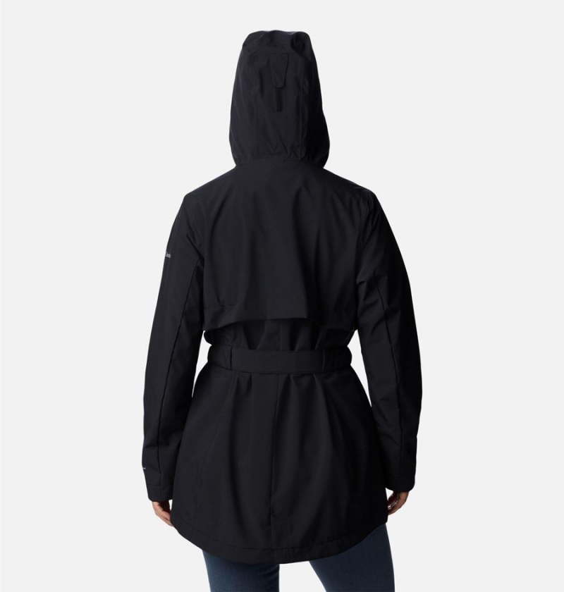 Columbia Long Valley Trench II Women's Rain Jacket Black | MZTFJV-789