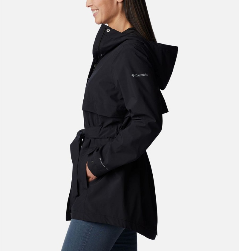 Columbia Long Valley Trench II Women's Rain Jacket Black | MZTFJV-789