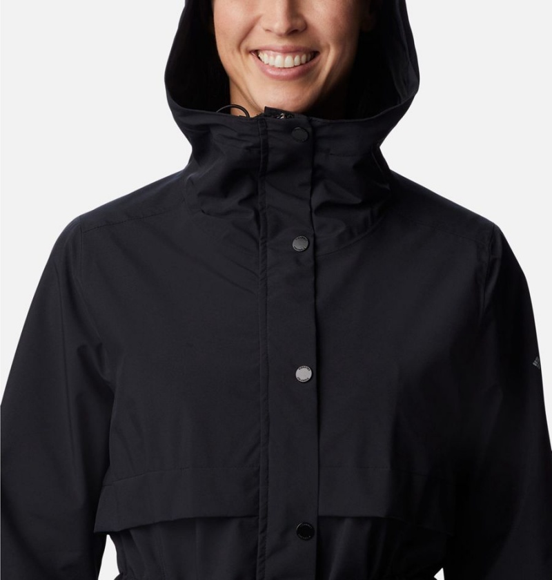 Columbia Long Valley Trench II Women's Rain Jacket Black | MZTFJV-789