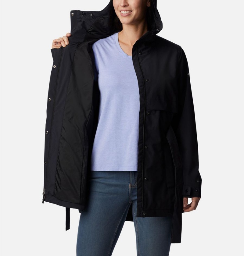 Columbia Long Valley Trench II Women's Rain Jacket Black | MZTFJV-789