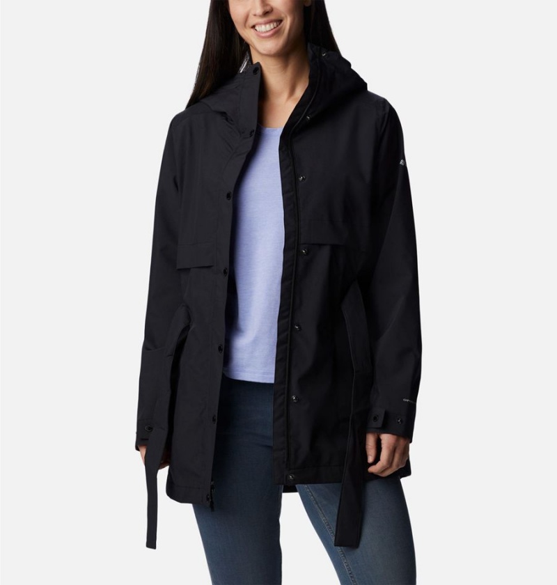 Columbia Long Valley Trench II Women's Rain Jacket Black | MZTFJV-789