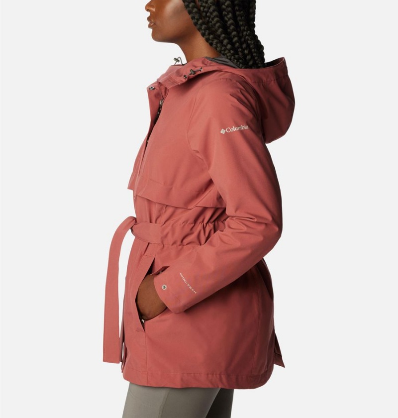 Columbia Long Valley Trench II Women's Rain Jacket Coral | AWLJXH-482
