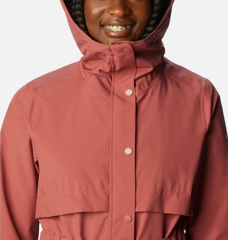 Columbia Long Valley Trench II Women's Rain Jacket Coral | AWLJXH-482