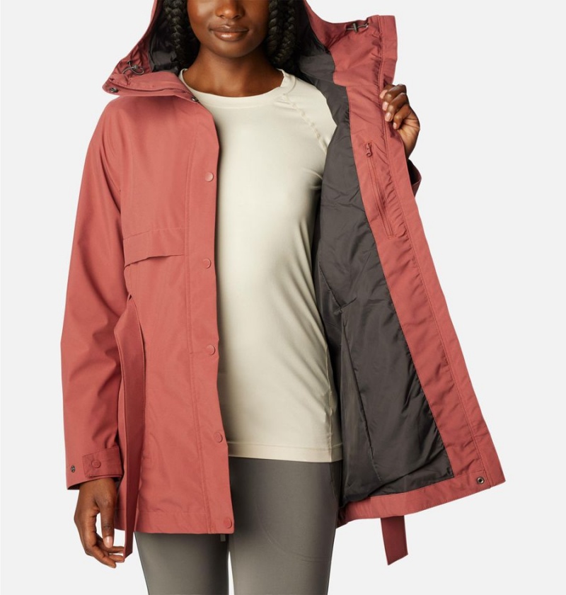 Columbia Long Valley Trench II Women's Rain Jacket Coral | AWLJXH-482