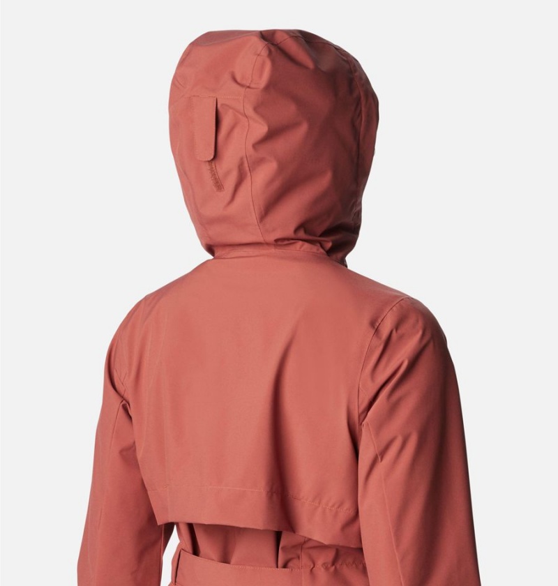 Columbia Long Valley Trench II Women's Rain Jacket Coral | AWLJXH-482