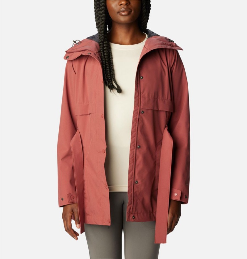 Columbia Long Valley Trench II Women's Rain Jacket Coral | AWLJXH-482