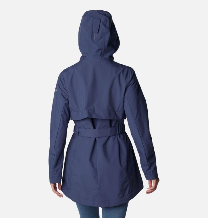 Columbia Long Valley Trench II Women's Rain Jacket Navy | XRCVNG-581