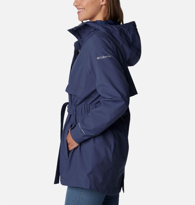Columbia Long Valley Trench II Women's Rain Jacket Navy | XRCVNG-581